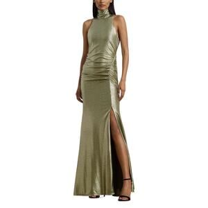 Lauren Ralph Lauren Metallic Sleeveless Turtleneck Gown - Size 16 - NWT
